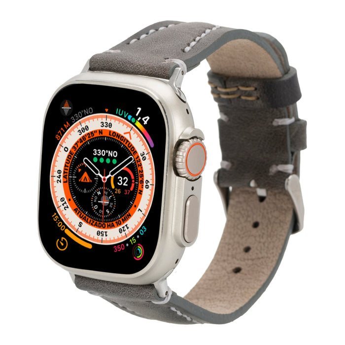 BloomStrap Avilla Ash Gray Hakiki Deri Apple Watch Kayışı-44/45/46/49mm