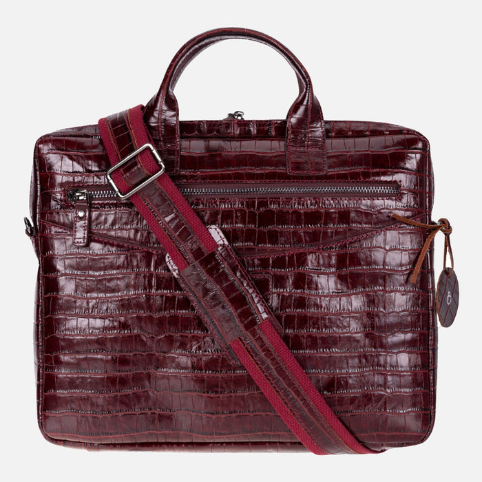 Burgundy Croco Hakiki Deri 13-14 inç MacBook/Laptop Çantası