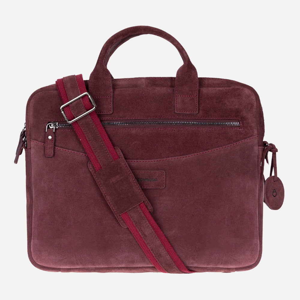 Burgundy Still Genuine Suede Leather 13-14 inch MacBook/Laptop Bag