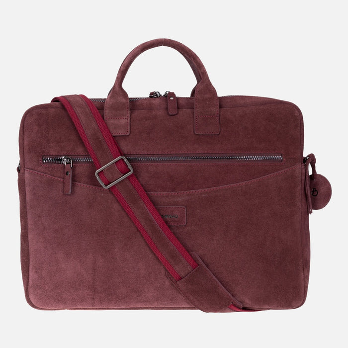 Burgundy Still Hakiki Süet Deri 15-16 inç MacBook/Laptop Çantası