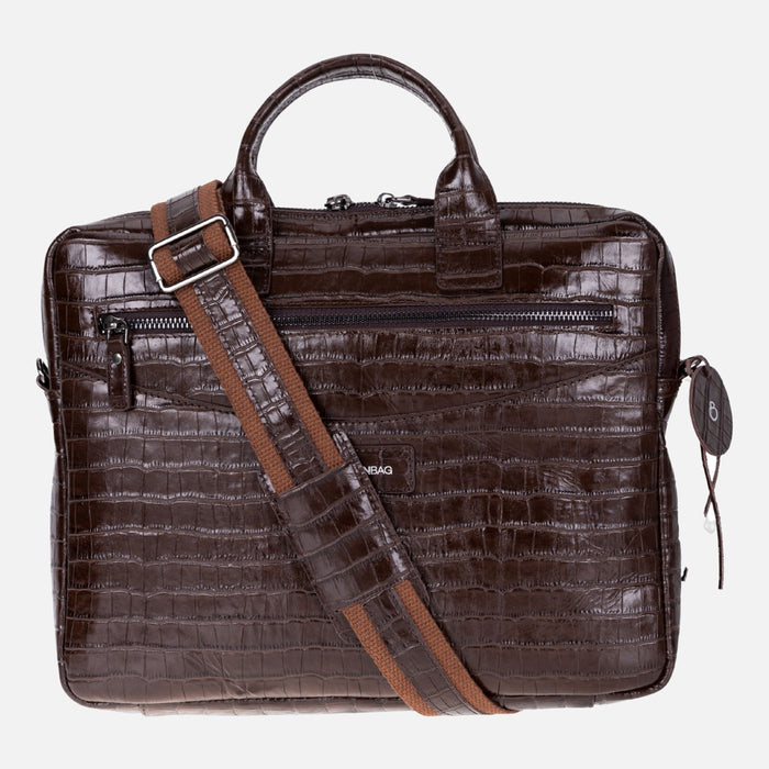 Mocha Croco Hakiki Deri 15-16 inç MacBook/Laptop Çantası