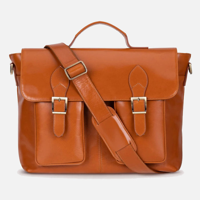 RIVOLI Cognac Tan Hakiki Deri 15–16 inç Laptop ve Evrak Çantası
