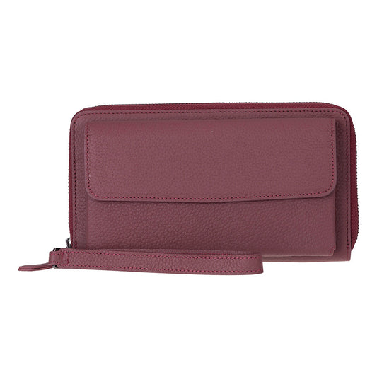 BloomPorter Pebble Bordeaux Hakiki Deri Telefon Bölmeli Cüzdan