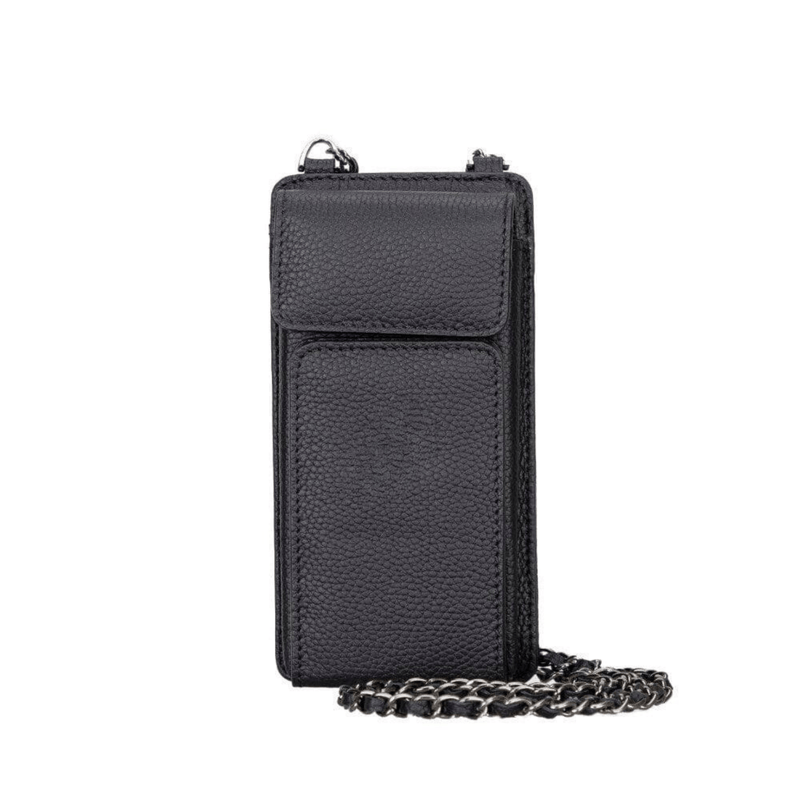 BloomCross Obsidian Black Hakiki Deri Cüzdan & Telefon Çantası