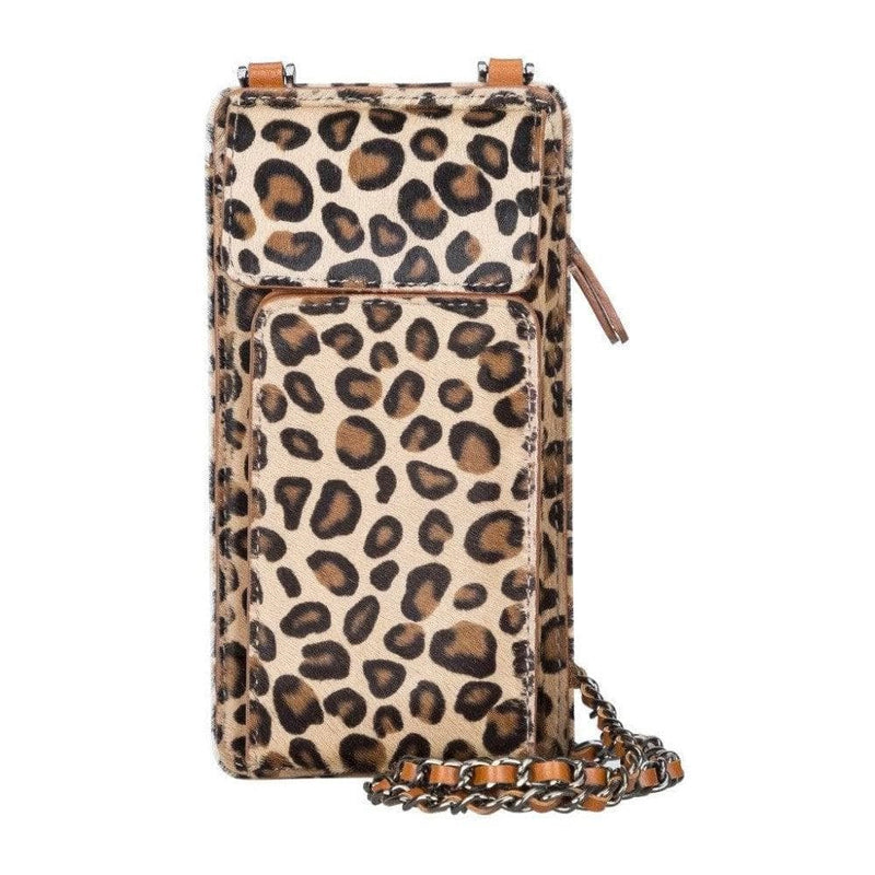 BloomCross Leopard Luxe Hakiki Deri Cüzdan & Telefon Çantası