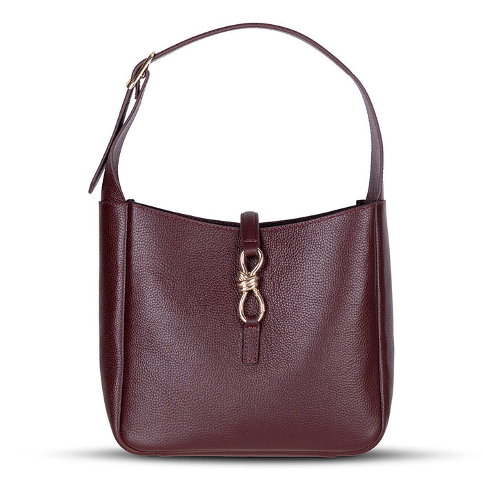 Ravello Cimbrone Merlot Burgundy Leather Shoulder Bag / Deri Omuz Çantası