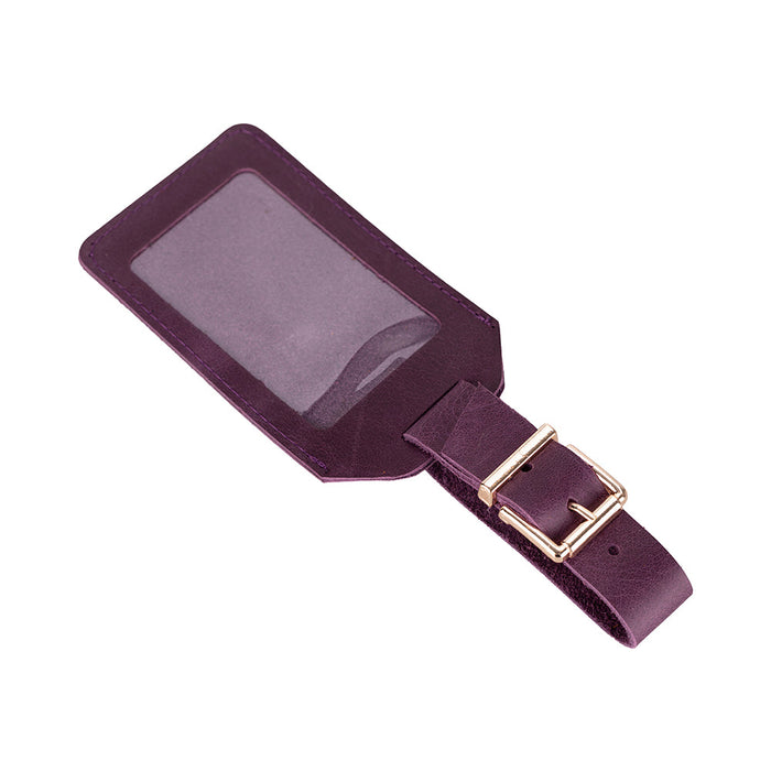 BloomTag ATLAS Mulberry Magenta Hakiki Deri Valiz Kimlik Etiketi