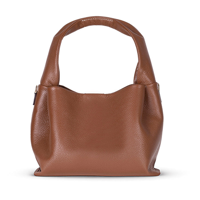 Marella Soft City Camel Tan Leather Shoulder Bag / Deri Omuz Çantası