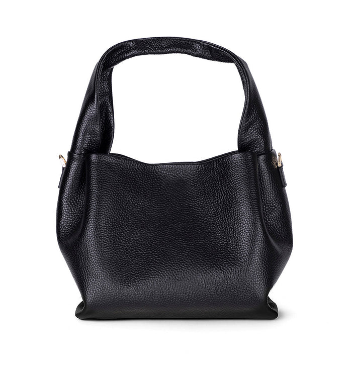 Marella Soft City Noir Black Leather Shoulder Bag / Deri Omuz Çantası