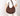 BloominBag Crescente Walnut Suede ceviz kahverengi hakiki süet deri, el yapımı yarım ay formlu kadın omuz çantası