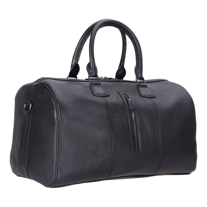 BloomVoyager Luxe Osidian Black Hakiki Deri Duffle Unisex Seyahat & Hafta Sonu Çantası