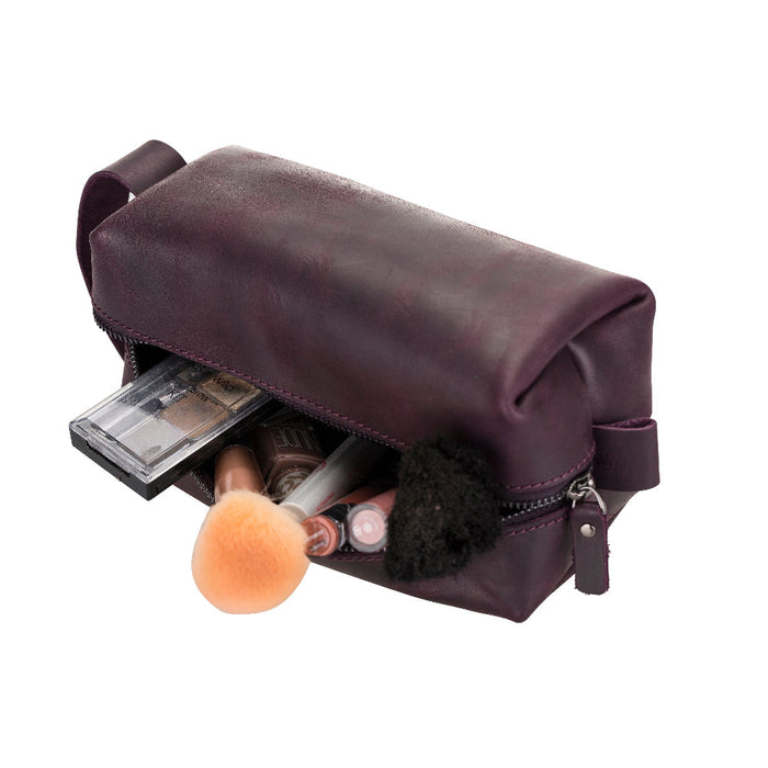 VOYAGE Dusty Plum Hakiki Deri Dopp Kit – X Large