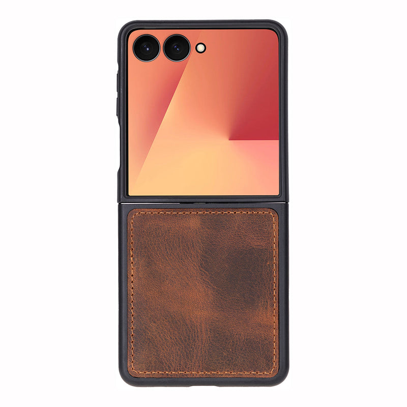 BloomCase Flex Saddle Brown Hakiki Deri Samsung Galaxy Z Flip 7 Kılıf(6.9"-4.1")