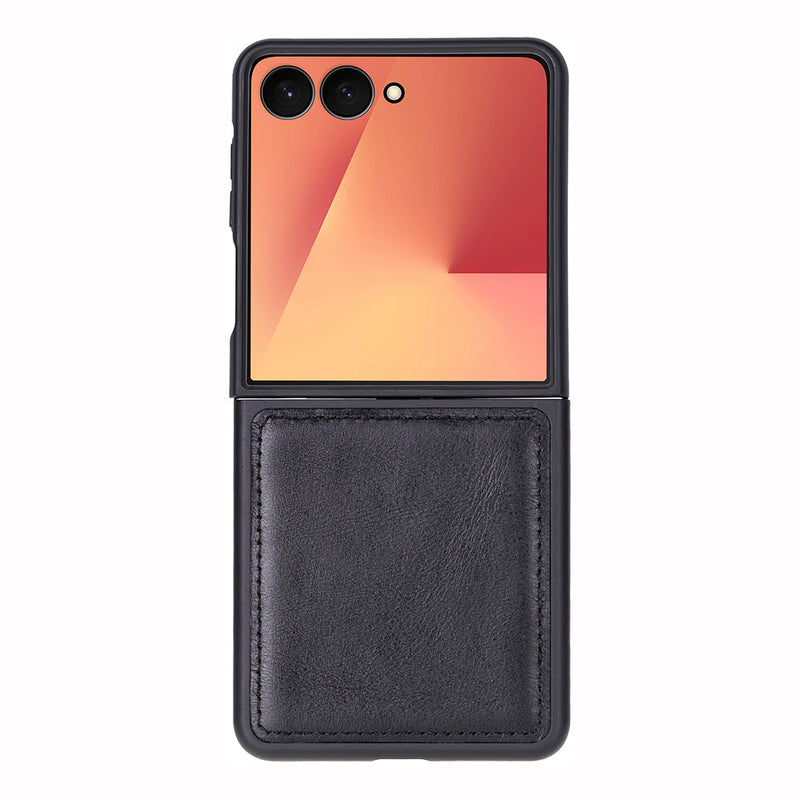 BloomCase Flex Obsidian Black Hakiki Deri Samsung Galaxy Z Flip 7 Kılıf(6.9"-4.1")