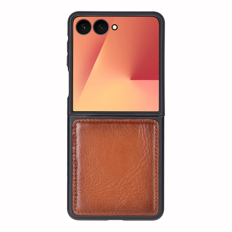 BloomCase Flex Cool Tan Hakiki Deri Samsung Galaxy Z Flip 7 Kılıf(6.9"-4.1")