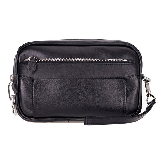 BloomClutch Forge Obsidian Black Luxe Hakiki Deri Unisex Clutch