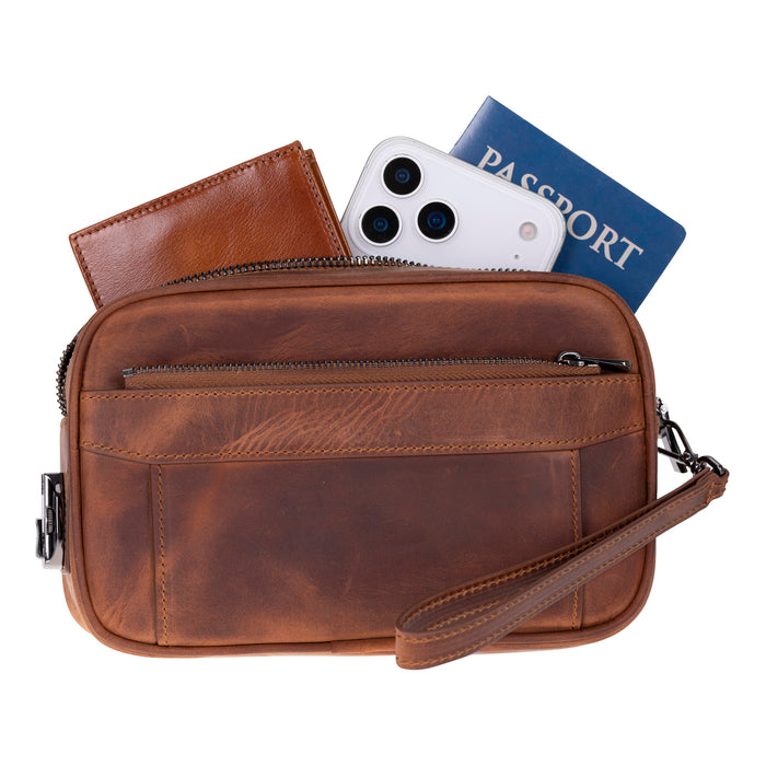 Forge Wrist Heritage Saddle Luxe Hakiki Deri Unisex Kilitli Clutch