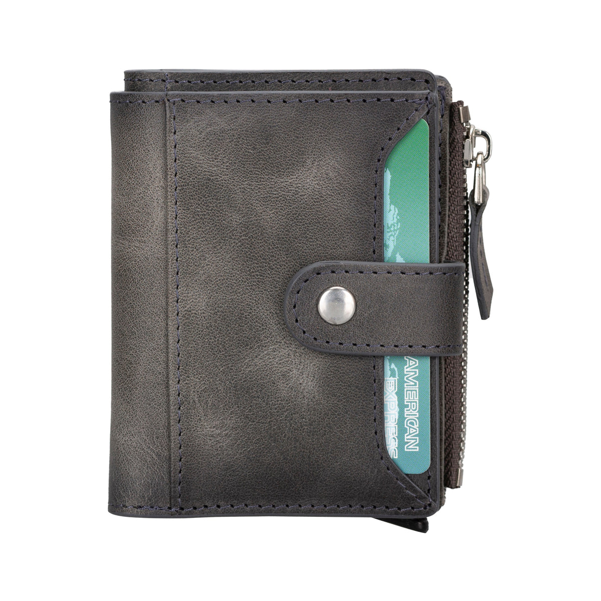 Siena Ash Gray Mechanized Leather Wallet & Card Holder (RFID Protected)