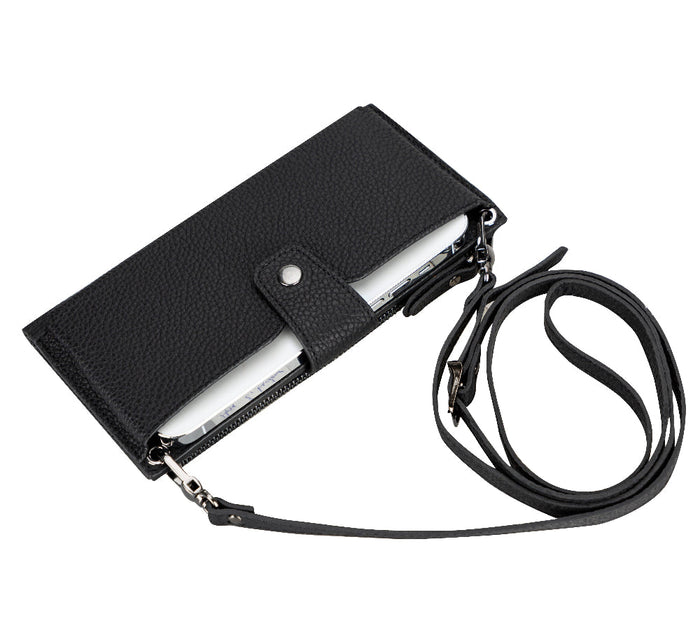 Lozan Strap Shadow Black Gerçek Deri Çapraz Askılı Cüzdan Çanta