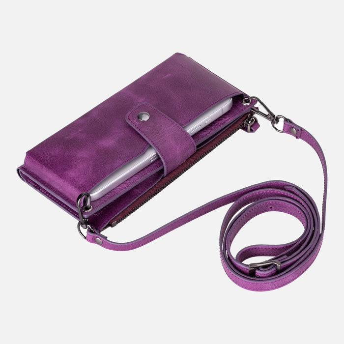 Lozan Strap Mulberry Velvet Gerçek Deri Çapraz Askılı Telefon Bölmeli Cüzdan Çanta