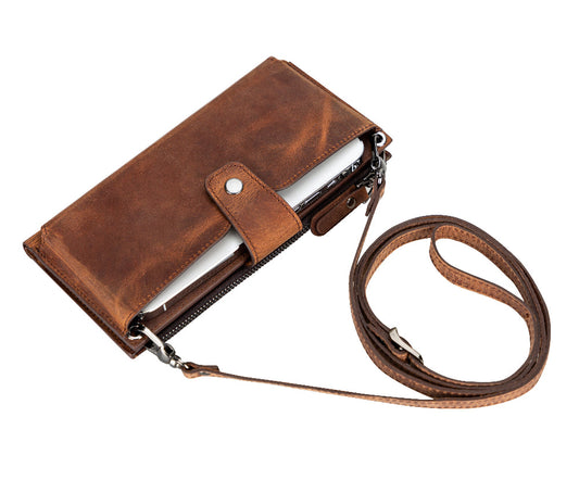 Lozan Strap Saddle Brown Gerçek Deri Çapraz Askılı Cüzdan Çanta