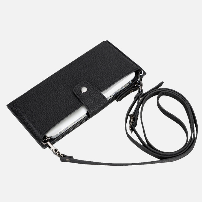 Lozan Strap Shadow Black Gerçek Deri Çapraz Askılı Telefon Bölmeli Cüzdan Çanta