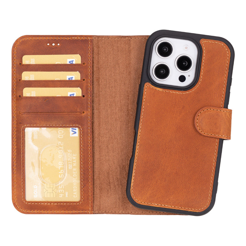 BloomCase Apple iPhone 16 Pro Max(6.9") – Urban Moccasin Hakiki Deri Cüzdanlı Telefon Kılıfı