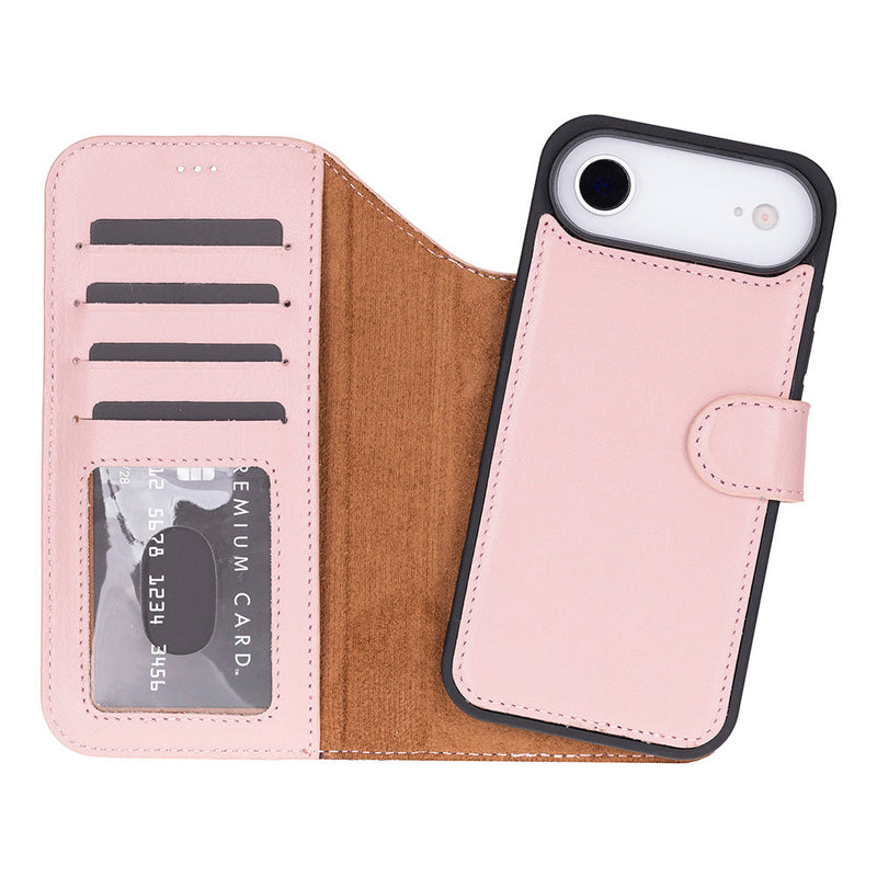 BloomCase Magic Wallet Blush Hakiki Deri iPhone 17 Air(6.5") Cüzdanlı Telefon Kılıfı