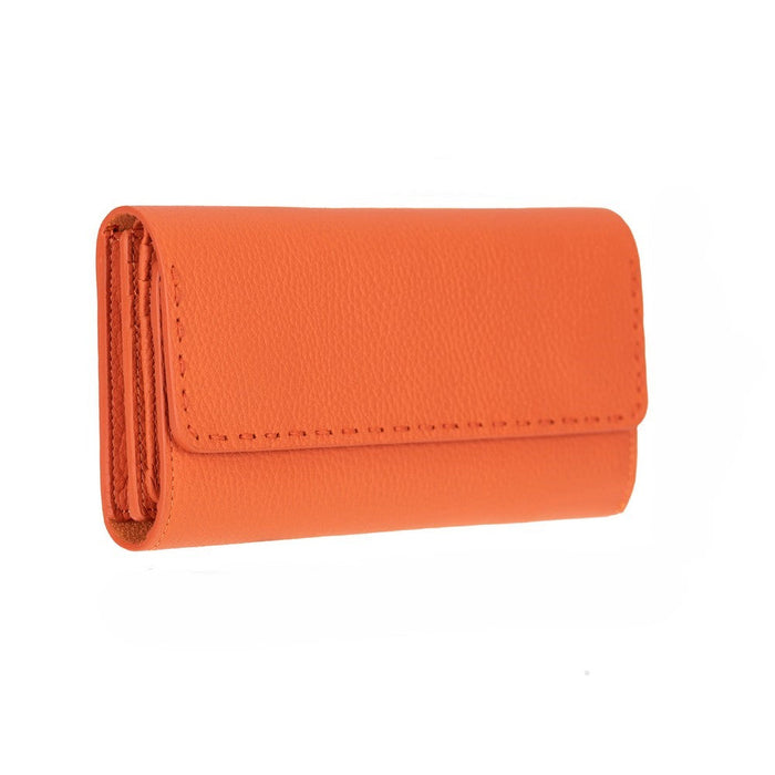 AURA Pebble Orange Hakiki Deri Telefon Bölmeli Kadın Cüzdanı