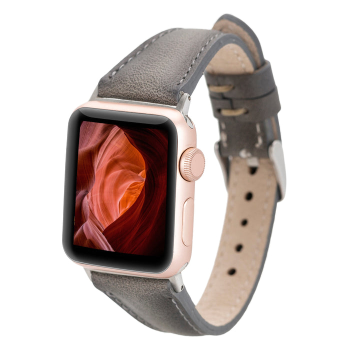 Bloomband Signature Stone Gray Leather Apple Watch Band - 44/45/46/49mm