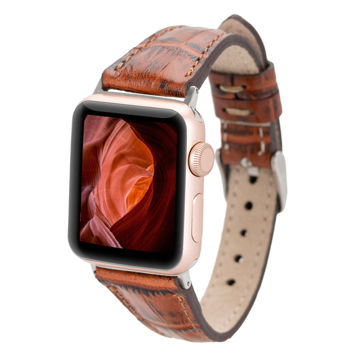 Bloomband Signature Croc Brown Leather Apple Watch Band - 44/45/46/49mm