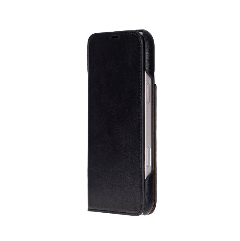 BloomCase Sonat Obsidian Black Hakiki Deri iPhone 17(6.3") Folio Kılıfı