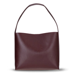 Siena Minimal Tote – Oxblood Burgundy Hakiki Deri Geniş Askılı Kadın Omuz Çantası