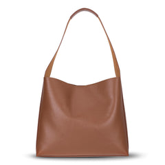 Siena Minimal Tote – Warm Camel Hakiki Deri Geniş Askılı Kadın Omuz Çantası