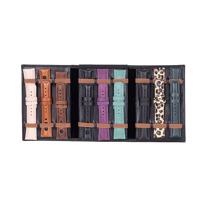 BloomBand Noir Black Akıllı Saat Çantası - Triple Deri Saat Kordonu Organizer