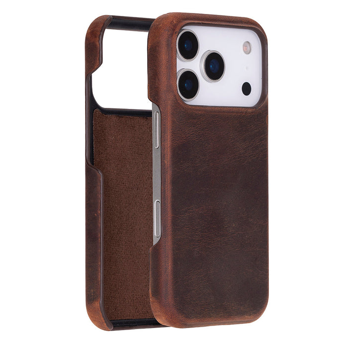 BloomCase Ultimate Jacket Saddle Brown - Apple iPhone 17 Pro (6.3") Hakiki Deri Kılıf