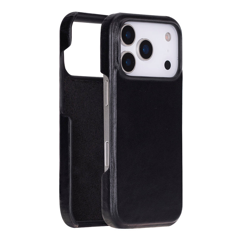 BloomCase Ultimate Jacket Obsidian Black – Apple iPhone 17 Pro (6.3") Hakiki Deri Kılıf