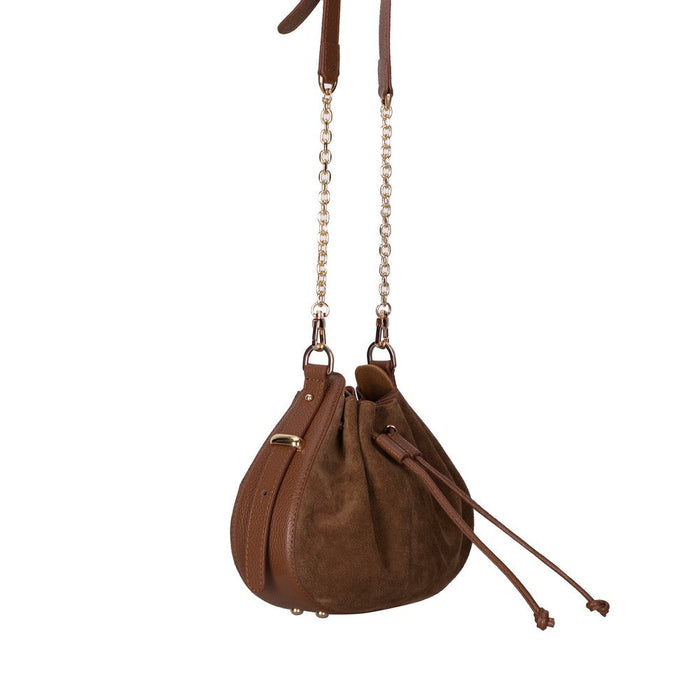 Haze Soft Süet Taba Büzgülü Kadın Omuz Çantası – Sahara Tan Drawstring Bag