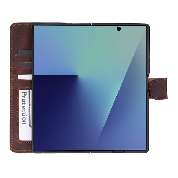 AURELIO Siena Saddle Brown Samsung Galaxy Z Fold7  Cüzdan Kılıf